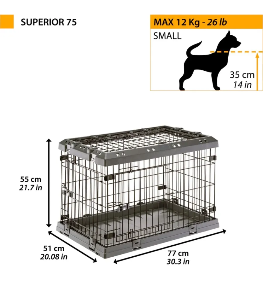 Trasportini Per Cane-Ferplast Gabbia box per cani pieghevole "superior 75", 77x51x55 cm -