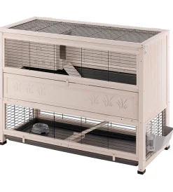 Outlet Gabbia per conigli in legno "cottage large", 129x70x104,5 cm - Gabbie Per Roditori