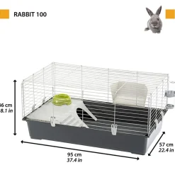 Sale Gabbia per conigli "rabbit 100" grigio, 95x57xh46 cm  - Gabbie Per Roditori