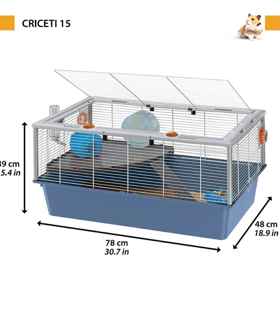Discount Gabbia per criceti 15 bianco e blu, 78x48x39 cm - Gabbie Per Roditori