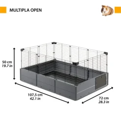 Ferplast Gabbie Per Roditori|Gabbia per porcellini d'india, gabbia multipla open nera - 107,5 x 72 x h 50cm -