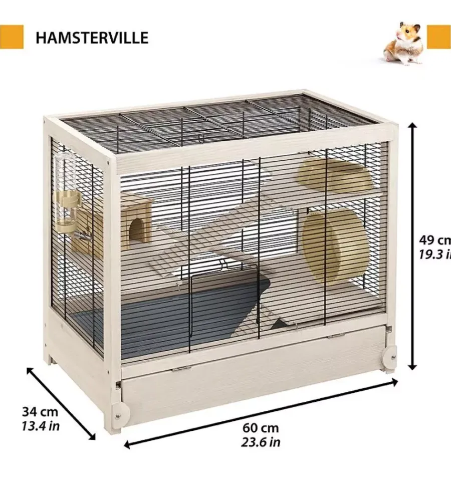 Gabbie Per Roditori-Ferplast Gabbia per roditori "hamsterville" nera, 60x34x49 cm -