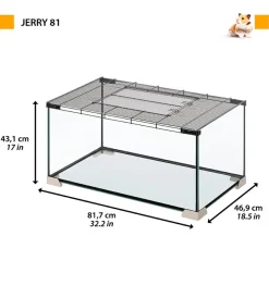 Ferplast Gabbie Per Roditori|Gabbia per topi e ratti in vetro " jerry 80", 81,7x46,9x43,1 cm -
