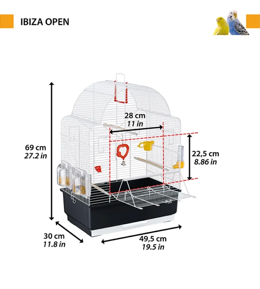 Gabbie Per Uccelli-Ferplast Gabbia per uccelli "ibiza open" bianca, 49,5x30x69 cm -
