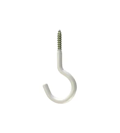 New Ganci aperti in ferro plastificato bianco con filetto per legno 5,2x80 mm. 2 pz. Sistemi Di Fissaggio