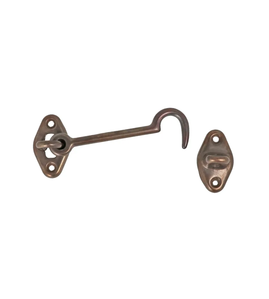 Ferramenta Per Mobili E Infissi- Gancio per finestra 80 mm. - bronzato - 2 pz.