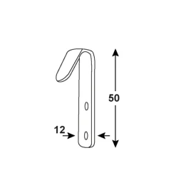 Gancio piatto da parete in acciaio zincato 12x50 mm. max 100 kg. 2 pz. Sistemi Di Fissaggio