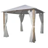 EuroGarden Coperture Per Esterno E Accessori|Gazebo da esterno con tende laterale "trento" in alluminio effetto legno 3x3 m