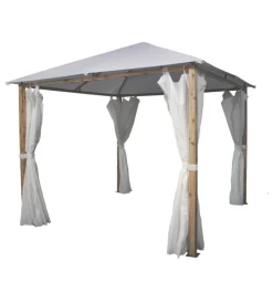 EuroGarden Coperture Per Esterno E Accessori|Gazebo da esterno con tende laterale "trento" in alluminio effetto legno 3x3 m