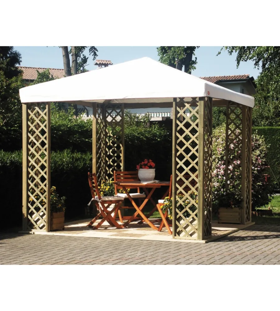Gazebo da esterno "fox 2022" in legno 3x3 m Coperture Per Esterno E Accessori
