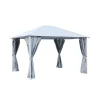 Gazebo da esterno "fuenti" impermeabile e tende laterali color grigio, 3x3,60xh2,63 m Coperture Per Esterno E Accessori
