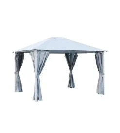 Gazebo da esterno "fuenti" impermeabile e tende laterali color grigio, 3x3,60xh2,63 m Coperture Per Esterno E Accessori