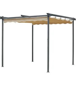Outlet Gazebo da esterno "hobart" in ferro e poliestere colore beige, 300x300x200 cm Coperture Per Esterno E Accessori