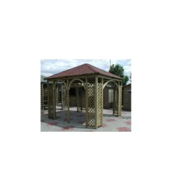 Coperture Per Esterno E Accessori|Gazebo da esterno in legno eurogarden con tegola canadesi 345x345x310 cm