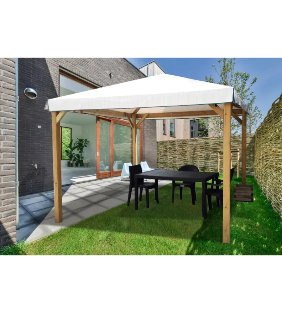 Coperture Per Esterno E Accessori- Gazebo da esterno "ischia" senza grigliati in legno, 300x300 cm