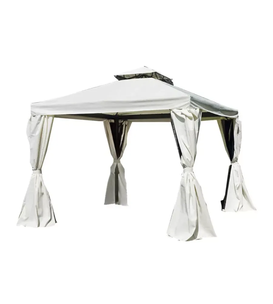 Coperture Per Esterno E Accessori- Gazebo da esterno quadrato solaria "nebraska" in alluminio ecru' 3x3 mt