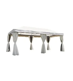 Gazebo da esterno rettangolare solaria "nebraska" in alluminio ecru' 6x3 mt Coperture Per Esterno E Accessori