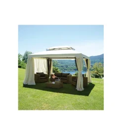 Coperture Per Esterno E Accessori|Gazebo da esterno rettangolare solaria "nebraska" in alluminio ecru' 3x4 mt