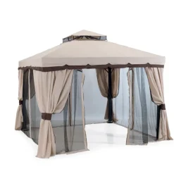 Coperture Per Esterno E Accessori|Gazebo da esterno "roma" in alluminio e poliestere colore ecru, 300x400x200 cm