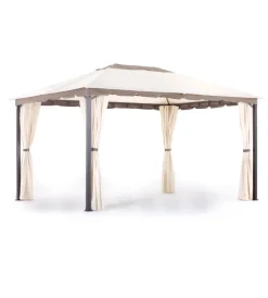 Coperture Per Esterno E Accessori|Gazebo da esterno "roma" in metallo verniciato colore ecru, 3x4 m