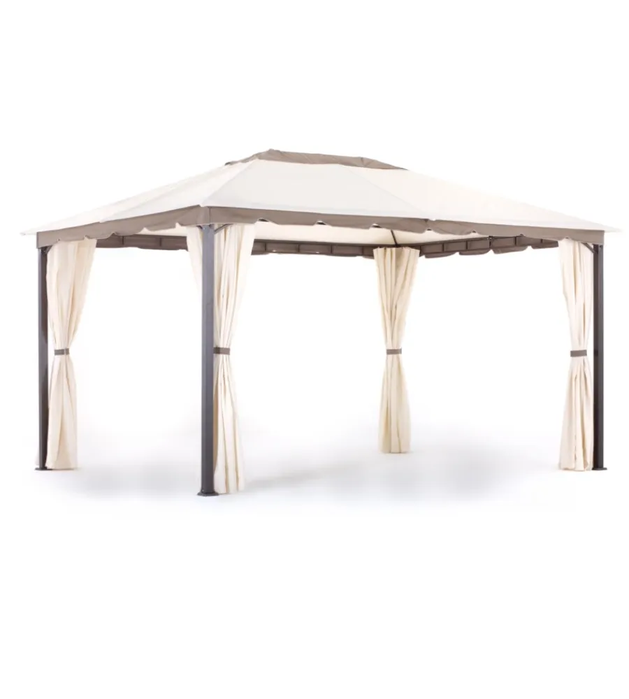 Coperture Per Esterno E Accessori|Gazebo da esterno "roma" in metallo verniciato colore ecru, 3x4 m