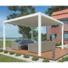 Discount Gazebo pergola bioclimatica da esterno elica garden bianca in alluminio, con led e copertura motorizzata - 4x4x2,5 m Coperture Per Esterno E Accessori