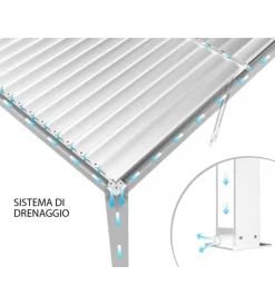 Discount Gazebo pergola bioclimatica da esterno elica garden bianca in alluminio, con led e copertura motorizzata - 4x4x2,5 m Coperture Per Esterno E Accessori
