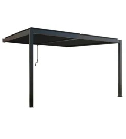 Gazebo pergola bioclimatica da esterno addossata elica garden antracite in alluminio - 4x4 m Coperture Per Esterno E Accessori