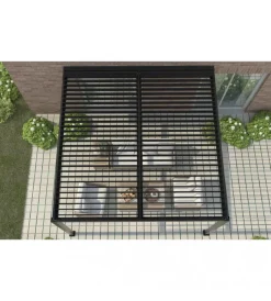 Gazebo pergola bioclimatica da esterno addossata elica garden antracite in alluminio - 4x4 m Coperture Per Esterno E Accessori