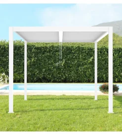 Coperture Per Esterno E Accessori|Gazebo pergola bioclimatica da esterno elica garden bianca in alluminio - 3x3x2,5 m