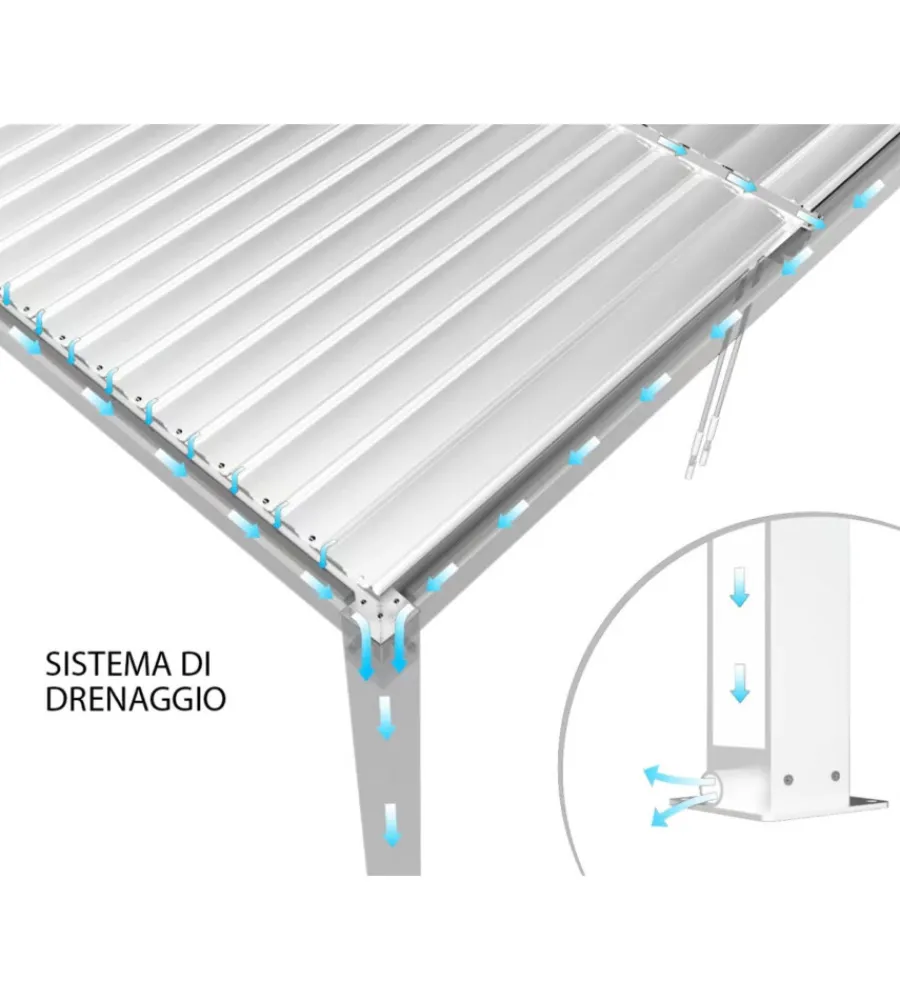 Coperture Per Esterno E Accessori|Gazebo pergola bioclimatica da esterno elica garden bianca in alluminio - 3x3x2,5 m