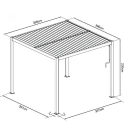Coperture Per Esterno E Accessori- Gazebo pergola bioclimatica da esterno elica garden bianca in alluminio - 4x4 m