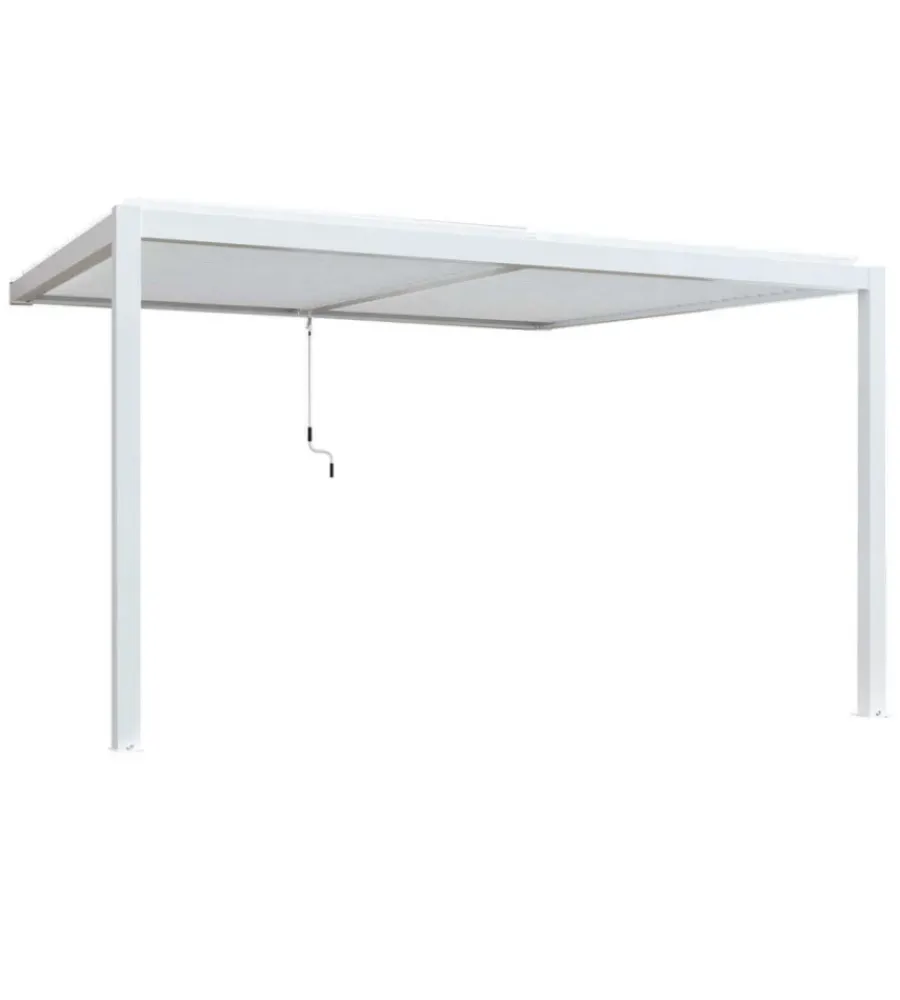 Coperture Per Esterno E Accessori- Gazebo pergola bioclimatica da esterno addossata elica garden bianco in alluminio - 4x4 m