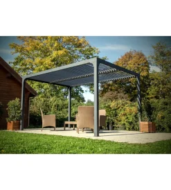 Coperture Per Esterno E Accessori-Habrita Gazebo pergola bioclimatica autoportante da esterno in alluminio 3,6x3 m