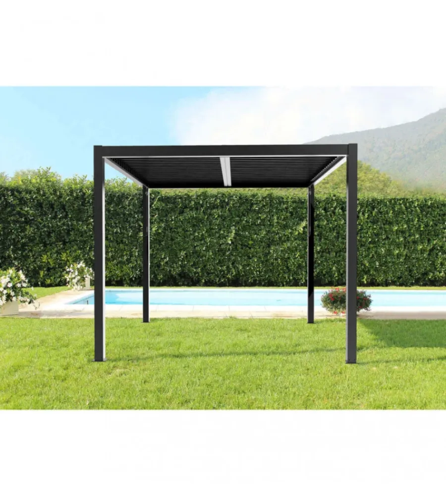 Coperture Per Esterno E Accessori|Gazebo pergola bioclimatica da esterno elica garden antracite in alluminio - 3x4 m