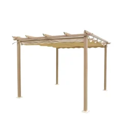 Discount Gazebo pergola da esterno "daiana" in acciaio effetto legno 3x3 m Coperture Per Esterno E Accessori