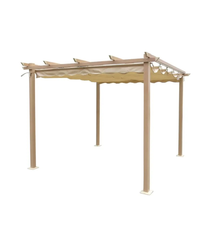 Discount Gazebo pergola da esterno "daiana" in acciaio effetto legno 3x3 m Coperture Per Esterno E Accessori