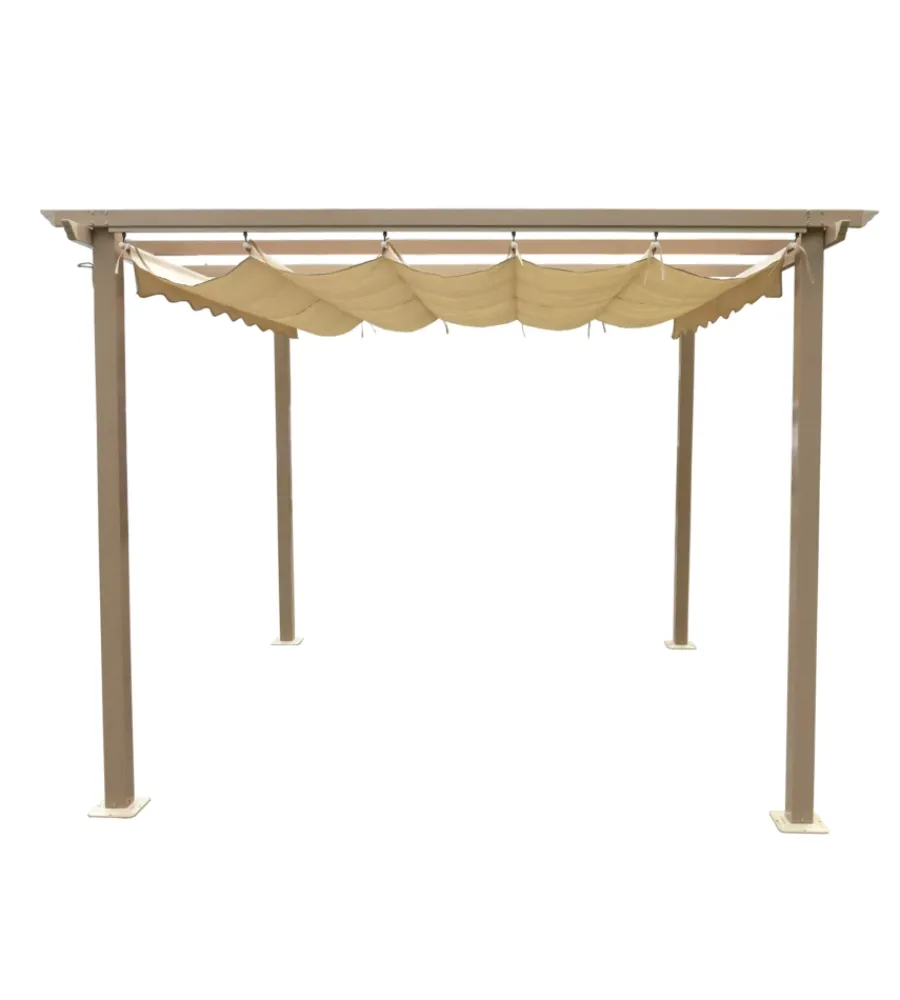Discount Gazebo pergola da esterno "daiana" in acciaio effetto legno 3x3 m Coperture Per Esterno E Accessori