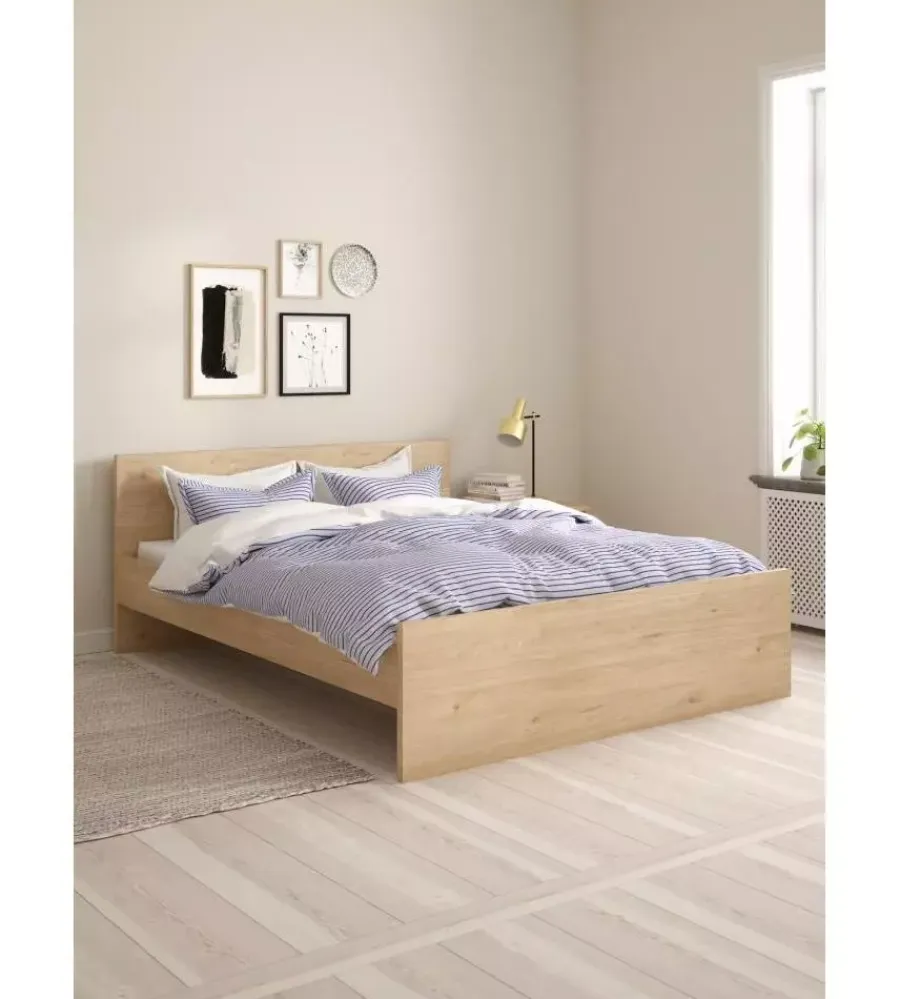 Letti E Comodini|Giroletto matrimoniale "naia" effetto quercia 160x200 cm