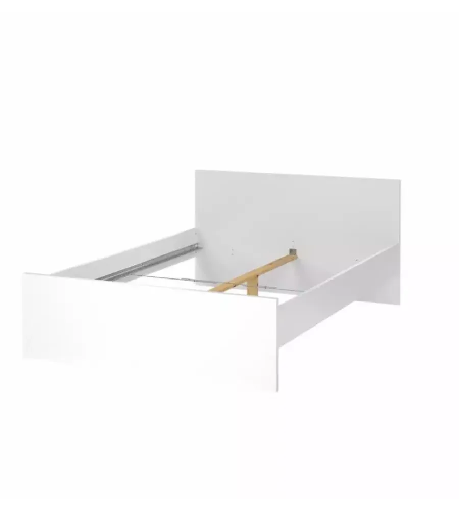 Letti E Comodini- Giroletto piazza e mezza "naia" bianco lucido 140x200 cm