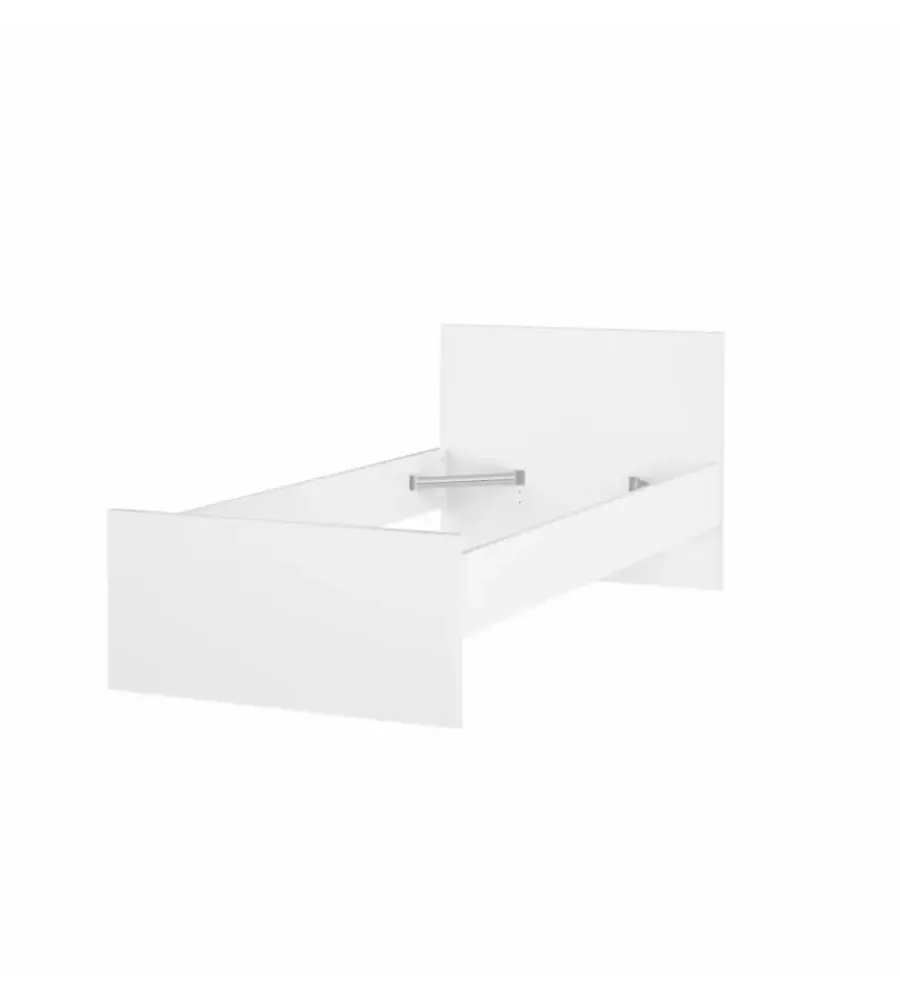 Letti E Comodini- Giroletto singolo "naia" bianco lucido 90x190 cm