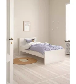 Letti E Comodini- Giroletto singolo "naia" bianco lucido 90x190 cm