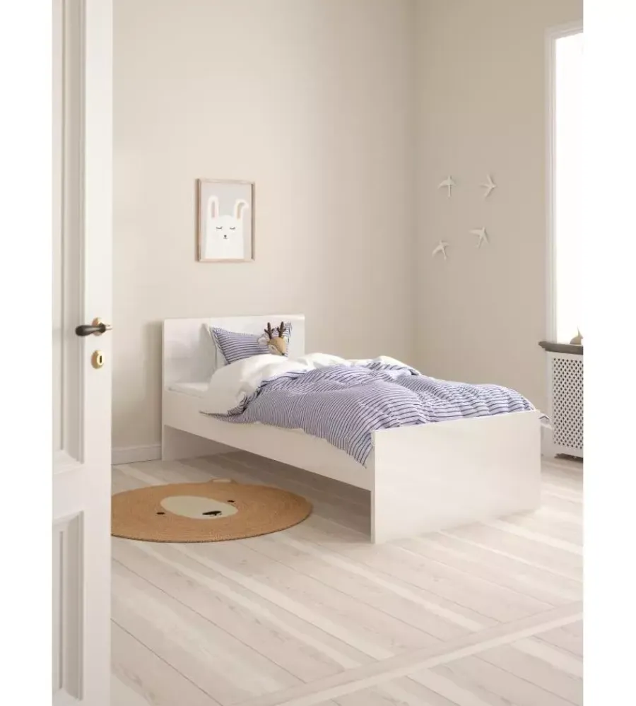 Letti E Comodini- Giroletto singolo "naia" bianco lucido 90x190 cm