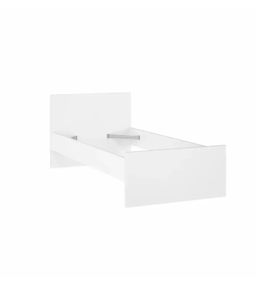 Letti E Comodini- Giroletto singolo "naia" bianco lucido 90x190 cm