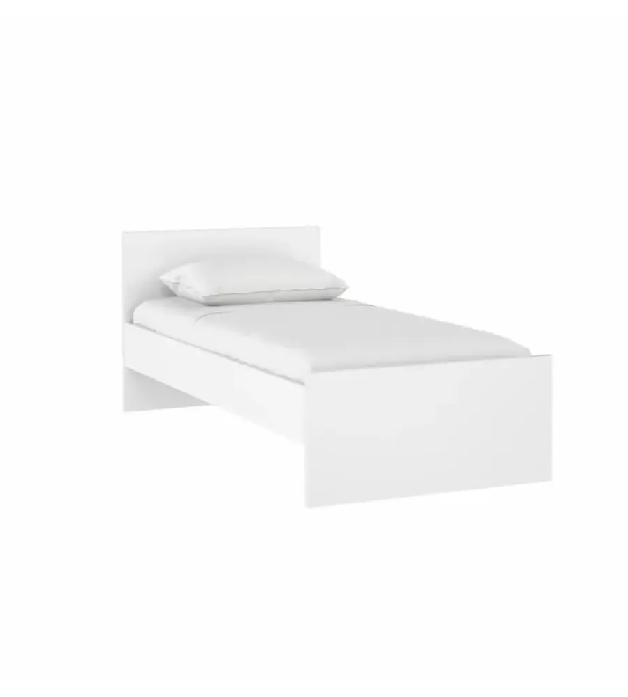 Letti E Comodini- Giroletto singolo "naia" bianco lucido 90x190 cm