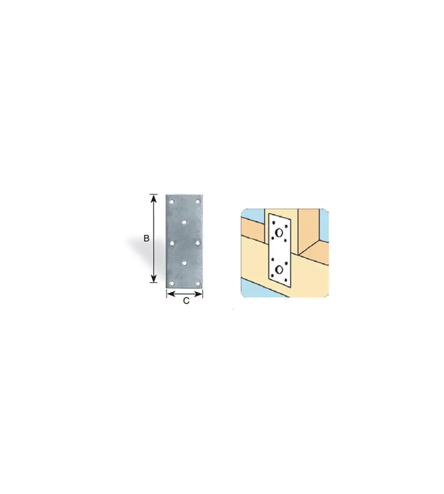 Ferramenta Per Esterno- Giunto a piastra forato, leggero 95 x 40 mm.