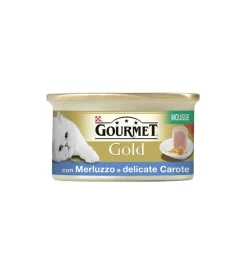 Online Gourmet gold , alimento umido per gatto, mousse con merluzzo e delicate carote. Alimenti Umido Gatto