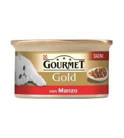 Purina Alimenti Umido Gatto|Gourmet gold, alimento umido per gatto, dadini in salsa con manzo.