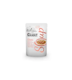 Alimenti Umido Gatto- Gourmet soup con salmone & verdure - 40 grammi.