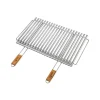 Outlet Graticola biologica inox con manici in bamboo - 67x40cm Barbecue